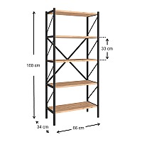 Βιβλιοθήκη Jocasta Megapap μεταλλική - μελαμίνης χρώμα pine oak 66x34x160εκ.,Έπιπλα εσωτερικού χώρου > Βιβλιοθήκες