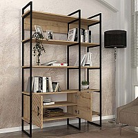 Βιβλιοθήκη Eduardo Megapap μεταλλική - μελαμίνης χρώμα sapphire oak 120x39x180εκ.,Έπιπλα εσωτερικού χώρου > Βιβλιοθήκες