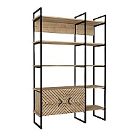 Βιβλιοθήκη Eduardo Megapap μεταλλική - μελαμίνης χρώμα sapphire oak 120x39x180εκ.,Έπιπλα εσωτερικού χώρου > Βιβλιοθήκες