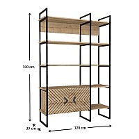 Βιβλιοθήκη Eduardo Megapap μεταλλική - μελαμίνης χρώμα sapphire oak 120x39x180εκ.,Έπιπλα εσωτερικού χώρου > Βιβλιοθήκες