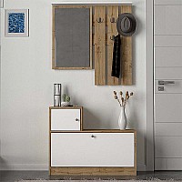 Έπιπλο εισόδου Galina Megapap από μελαμίνη χρώμα sapphire oak - λευκό 91,8x27x70εκ.,Έπιπλα εσωτερικού χώρου > Έπιπλα εισόδου