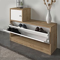 Έπιπλο εισόδου Galina Megapap από μελαμίνη χρώμα sapphire oak - λευκό 91,8x27x70εκ.,Έπιπλα εσωτερικού χώρου > Έπιπλα εισόδου