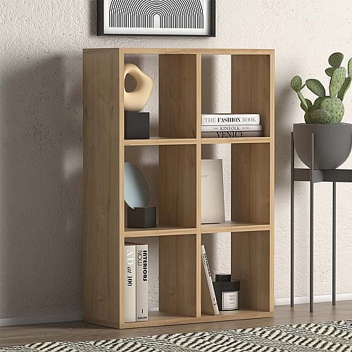 Βιβλιοθήκη Cube Megapap από μελαμίνη χρώμα oak 73,5x34x109εκ.,Έπιπλα εσωτερικού χώρου > Βιβλιοθήκες
