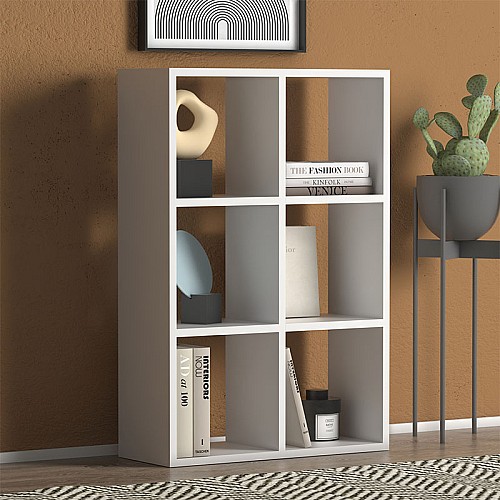 Βιβλιοθήκη Cube Megapap από μελαμίνη χρώμα λευκό 73,5x34x109εκ.,Έπιπλα εσωτερικού χώρου > Βιβλιοθήκες
