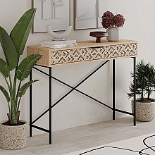 Κονσόλα Heaton Megapap μεταλλική - μελαμίνης χρώμα sapphire oak 110x35,6x90εκ.  Κονσόλα Heaton Megapap μεταλλική - μελαμίνης χρώμα sapphire oak 110x35,6x90εκ.