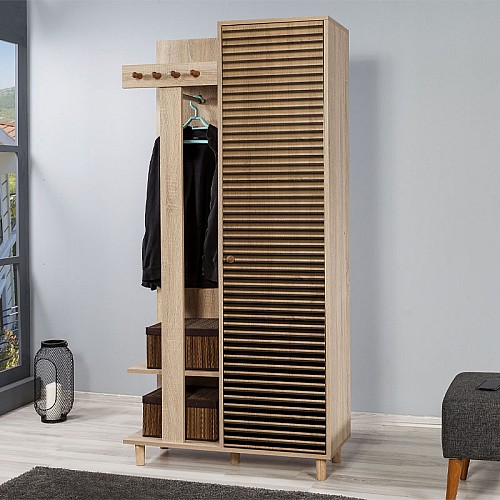 Έπιπλο εισόδου Soho Megapap από μελαμίνη χρώμα sonoma 90x36x194εκ. Έπιπλο εισόδου Soho Megapap από μελαμίνη χρώμα sonoma 90x36x194εκ.,Έπιπλα εσωτερικού χώρου > Έπιπλα εισόδου