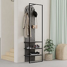 Έπιπλο εισόδου Archy Megapap από μελαμίνη - μέταλλο χρώμα γκρι ρετρό 53x31,7x180εκ. 