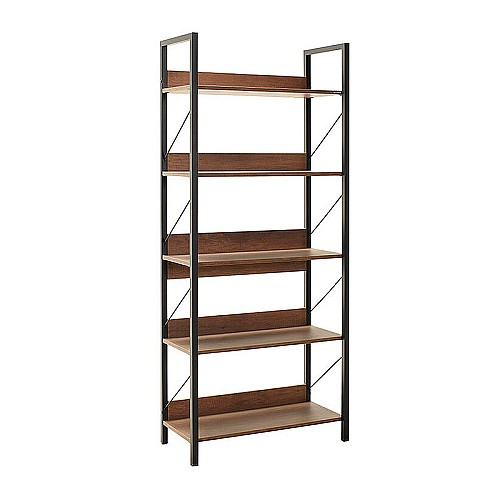Βιβλιοθήκη Connect Megapap χρώμα καρυδί 73x35x172εκ.,Έπιπλα εσωτερικού χώρου > Βιβλιοθήκες