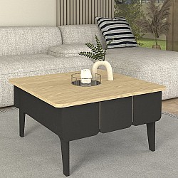 Τραπεζάκι σαλονιού Pedro Megapap χρώμα ανθρακί - rota oak 73,2x73,2x38,6εκ.