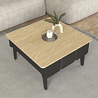 Τραπεζάκι σαλονιού Pedro Megapap χρώμα ανθρακί - rota oak 73,2x73,2x38,6εκ.,Έπιπλα εσωτερικού χώρου > Τραπεζάκια σαλονιού