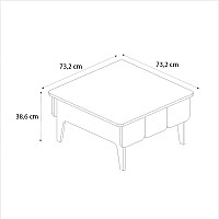 Τραπεζάκι σαλονιού Pedro Megapap χρώμα ανθρακί - rota oak 73,2x73,2x38,6εκ.,Έπιπλα εσωτερικού χώρου > Τραπεζάκια σαλονιού