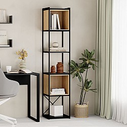 Βιβλιοθήκη Vale Mini Megapap χρώμα silky black - sapphire oak 36,2x39x179εκ.