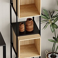 Βιβλιοθήκη Vale Mini Megapap χρώμα silky black - sapphire oak 36,2x39x179εκ.,Έπιπλα εσωτερικού χώρου > Βιβλιοθήκες