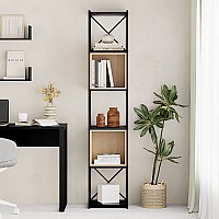 Βιβλιοθήκη Vale Mini Megapap χρώμα silky black - sapphire oak 36,2x39x179εκ.,Έπιπλα εσωτερικού χώρου > Βιβλιοθήκες