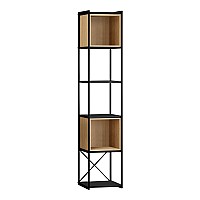 Βιβλιοθήκη Vale Mini Megapap χρώμα silky black - sapphire oak 36,2x39x179εκ.,Έπιπλα εσωτερικού χώρου > Βιβλιοθήκες