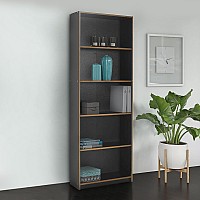 Βιβλιοθήκη Max Megapap χρώμα ανθρακί 64x26x182εκ.,Έπιπλα εσωτερικού χώρου > Βιβλιοθήκες