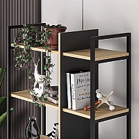 Βιβλιοθήκη Detroit Megapap χρώμα sapphire oak - silky black 87,5x35,2x175εκ.,Έπιπλα εσωτερικού χώρου > Βιβλιοθήκες