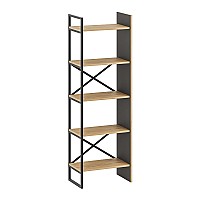 Βιβλιοθήκη Detroit Megapap χρώμα sapphire oak - silky black 58x35,2x175εκ.,Έπιπλα εσωτερικού χώρου > Βιβλιοθήκες
