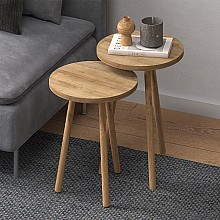 Τραπεζάκια βοηθητικά σετ 2 τμχ Roma Megapap χρώμα oak Ø34x46εκ.  Τραπεζάκια βοηθητικά σετ 2 τμχ Roma Megapap χρώμα oak Ø34x46εκ.