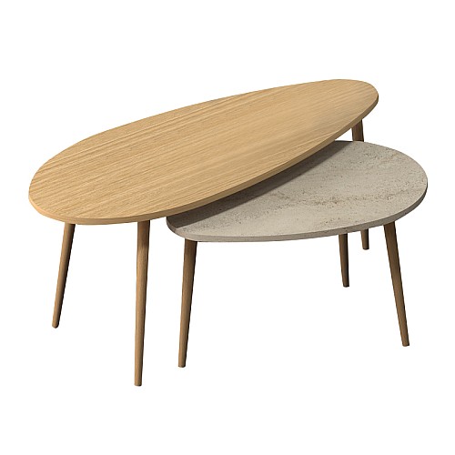 Τραπεζάκι σαλονιού σετ 2 τμχ Elips Megapap χρώμα oak - travertine 116x46x46εκ. Τραπεζάκι σαλονιού σετ 2 τμχ Elips Megapap χρώμα oak - travertine 116x46x46εκ.,Έπιπλα εσωτερικού χώρου > Τραπεζάκια σαλονιού