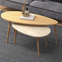 Τραπεζάκι σαλονιού σετ 2 τμχ Elips Megapap χρώμα oak - travertine 116x46x46εκ. Τραπεζάκι σαλονιού σετ 2 τμχ Elips Megapap χρώμα oak - travertine 116x46x46εκ.,Έπιπλα εσωτερικού χώρου > Τραπεζάκια σαλονιού