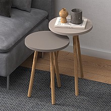 Τραπεζάκια βοηθητικά σετ 2 τμχ Roma Megapap χρώμα κρεμ - cappuccino Ø34x46εκ.  Τραπεζάκια βοηθητικά σετ 2 τμχ Roma Megapap χρώμα κρεμ - cappuccino Ø34x46εκ.