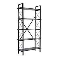 Βιβλιοθήκη Elysian Megapap χρώμα μαύρο 90x33,5x180εκ.,Έπιπλα εσωτερικού χώρου > Βιβλιοθήκες