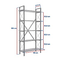 Βιβλιοθήκη Elysian Megapap χρώμα μαύρο 90x33,5x180εκ.,Έπιπλα εσωτερικού χώρου > Βιβλιοθήκες