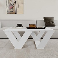 Τραπεζάκι σαλονιού Pipra Megapap χρώμα λευκό 110x60x40εκ.,Έπιπλα εσωτερικού χώρου > Τραπεζάκια σαλονιού