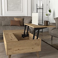 Τραπεζάκι σαλονιού Roy Megapap με σερβιτόρο χρώμα sepet oak 121x69x40εκ.,Έπιπλα εσωτερικού χώρου > Τραπεζάκια σαλονιού