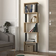 Βιβλιοθήκη Alvina Megapap χρώμα sapphire oak - ανθρακί 45x19,6x158,8εκ. 