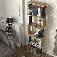 Βιβλιοθήκη Alvina Megapap χρώμα sapphire oak - ανθρακί 45x19,6x158,8εκ.,Έπιπλα εσωτερικού χώρου > Βιβλιοθήκες