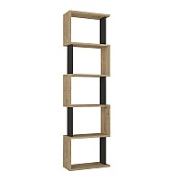 Βιβλιοθήκη Alvina Megapap χρώμα sapphire oak - ανθρακί 45x19,6x158,8εκ.,Έπιπλα εσωτερικού χώρου > Βιβλιοθήκες