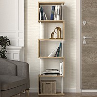 Βιβλιοθήκη Alvina Megapap χρώμα sapphire oak - λευκό 45x19,6x158,8εκ.,Έπιπλα εσωτερικού χώρου > Βιβλιοθήκες