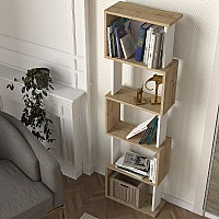 Βιβλιοθήκη Alvina Megapap χρώμα sapphire oak - λευκό 45x19,6x158,8εκ.,Έπιπλα εσωτερικού χώρου > Βιβλιοθήκες