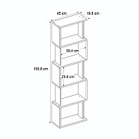 Βιβλιοθήκη Alvina Megapap χρώμα sapphire oak - λευκό 45x19,6x158,8εκ.,Έπιπλα εσωτερικού χώρου > Βιβλιοθήκες