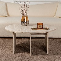 Τραπεζάκι σαλονιού σετ 2 τμχ Moira Megapap χρώμα travertine Ø90x41εκ. Τραπεζάκι σαλονιού σετ 2 τμχ Moira Megapap χρώμα travertine Ø90x41εκ.