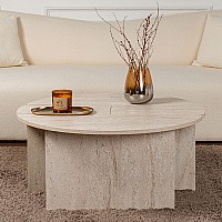 Τραπεζάκι σαλονιού σετ 2 τμχ Moira Megapap χρώμα travertine Ø90x41εκ. Τραπεζάκι σαλονιού σετ 2 τμχ Moira Megapap χρώμα travertine Ø90x41εκ.