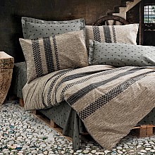 Σετ παπλωματοθήκη Arlo Cotton Box 4 τμχ Διπλή (200x220) χρώμα καφέ - γκρι 