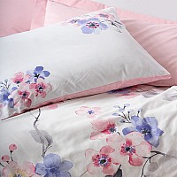 Σετ παπλωματοθήκη Jayda Cotton Box 3 τμχ Μονή (160x220) χρώμα ροζ - λευκό