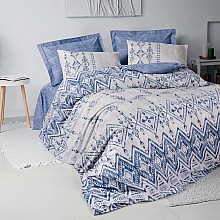 Σετ παπλωματοθήκη Cleo Cotton Box 3 τμχ Μονή (160x220) χρώμα μπλε 
