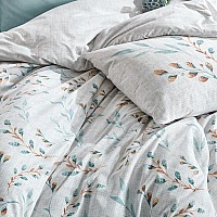 Σετ παπλωματοθήκη Lendell Cotton Box 3 τμχ Μονή (160x220) χρώμα μέντα - λευκό