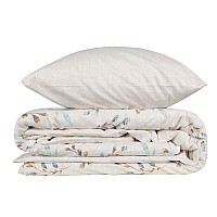 Σετ παπλωματοθήκη Lendell Cotton Box 3 τμχ Μονή (160x220) χρώμα μέντα - λευκό