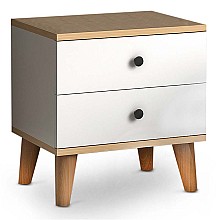 Κομοδίνο Luce Megapap από μελαμίνη χρώμα λευκό - oak 45x35x47εκ. 