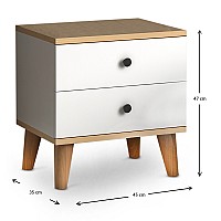 Κομοδίνο Luce Megapap από μελαμίνη χρώμα λευκό - oak 45x35x47εκ.,Έπιπλα εσωτερικού χώρου > Κομοδίνα,Έπιπλα εσωτερικού χώρου