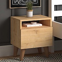 Κομοδίνο Luce Megapap από μελαμίνη χρώμα oak 40x30x47,6εκ.,Έπιπλα εσωτερικού χώρου > Κομοδίνα,Έπιπλα εσωτερικού χώρου