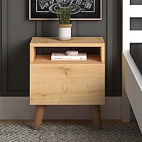 Κομοδίνο Luce Megapap από μελαμίνη χρώμα oak 40x30x47,6εκ.,Έπιπλα εσωτερικού χώρου > Κομοδίνα,Έπιπλα εσωτερικού χώρου