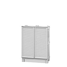 Ντουλάπα Πλαστική Δίφυλλη Γκρί 70x40x92 cm με Ράφια 