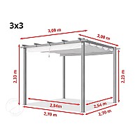 Πέργκολα 3x3m σε γκρι περλέ. με τέντα σε χρώμα πέτρας