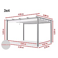 Πέργκολα 3x4m σε γκρι περλέ. με τέντα σε χρώμα πέτρας